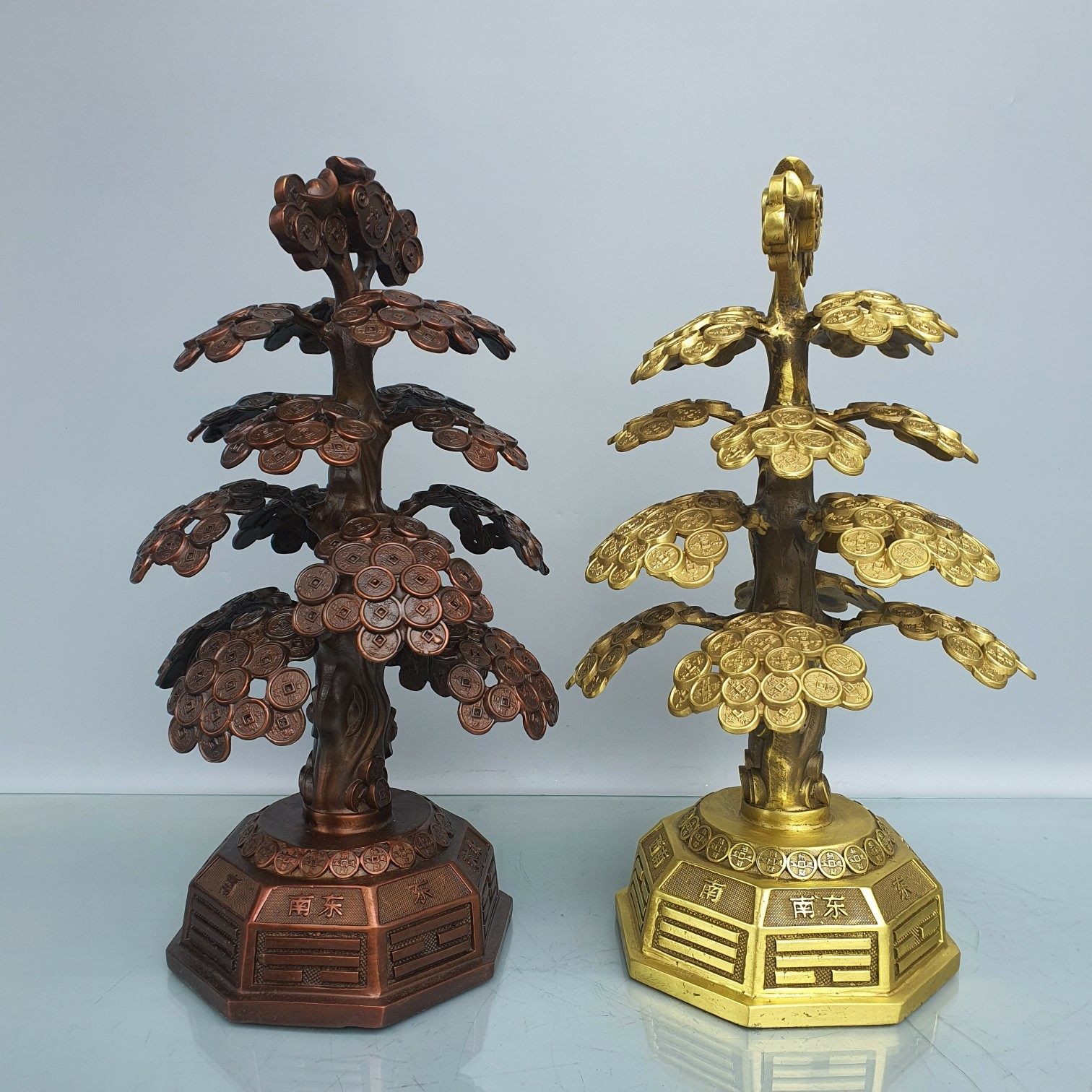 纯铜八卦摇钱树摆件家居风水破煞辟邪镇招财办公室客厅摆件