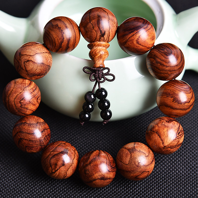 438g黄花梨降香黄檀20mm12颗佛珠手串山水虎皮手串