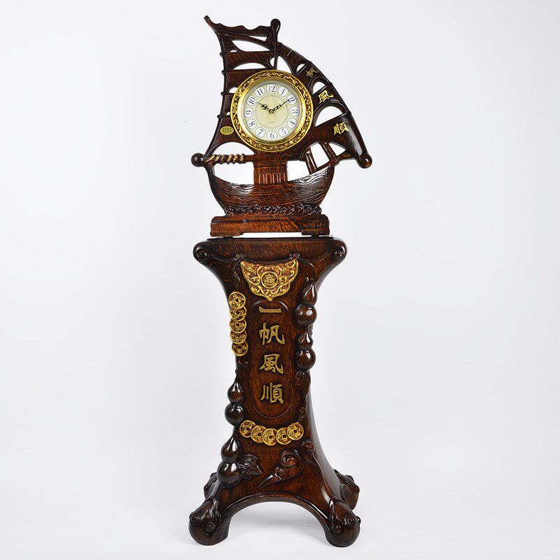 装饰一帆风顺红木落地钟静音立钟豪华钟表立钟