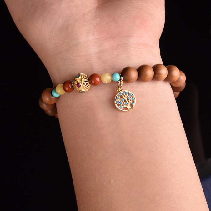 印度老山檀香8mm18颗单圈佛珠手串配饰南红佛珠