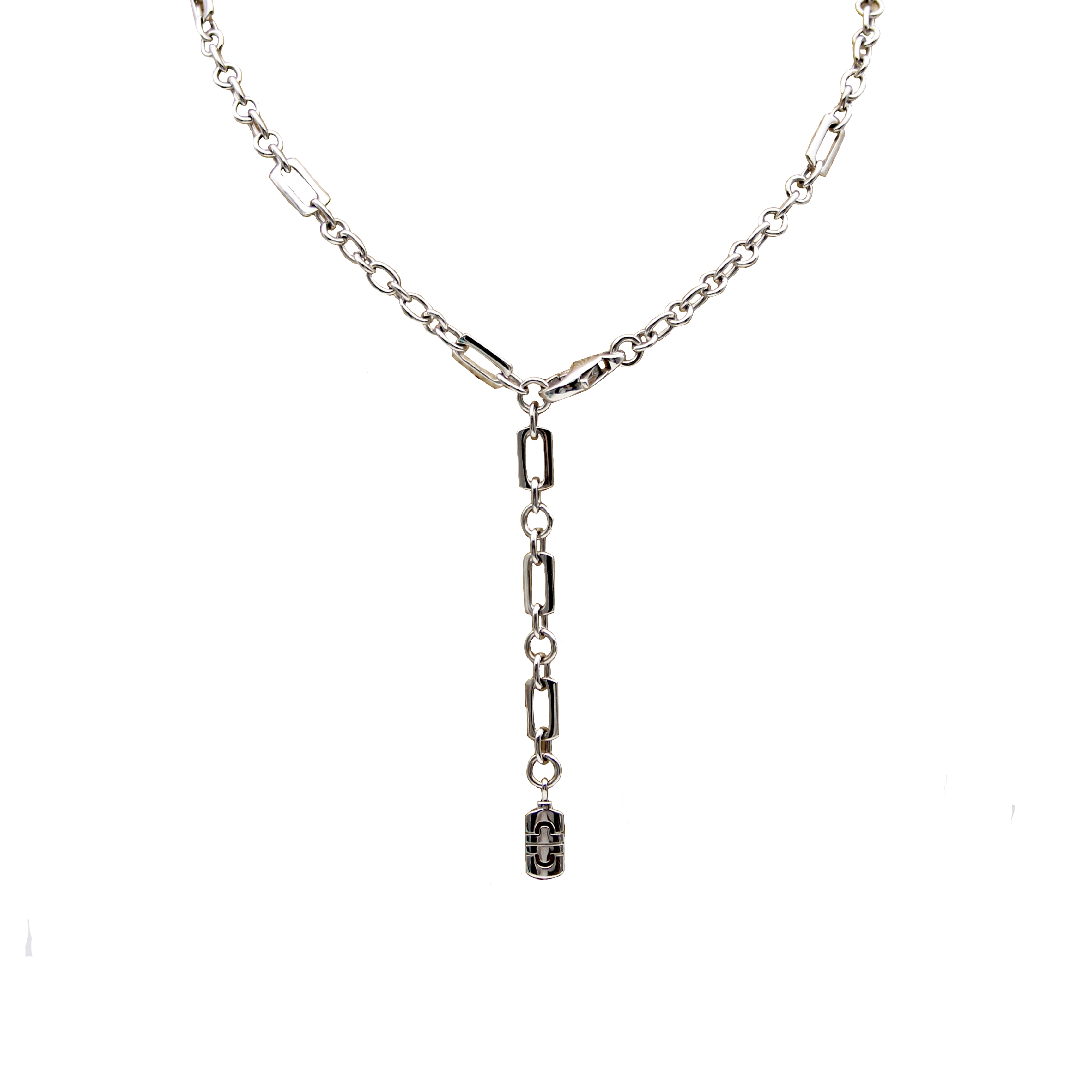 bvlgari宝格丽parentesi白金带钻回形针项链项链