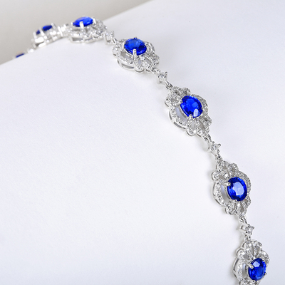 总计455克拉矢车菊蓝天然蓝宝石手链金镶嵌镶嵌钻石shl7902手饰