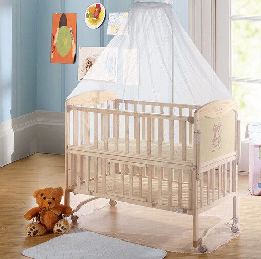 包邮婴儿床蚊帐白色开门式宫廷落地蚊帐宝宝蚊帐通用型用童床蚊帐-图1