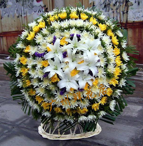 菊花花白百合鲜花花圈清明节上坟扫墓送花殡仪追悼