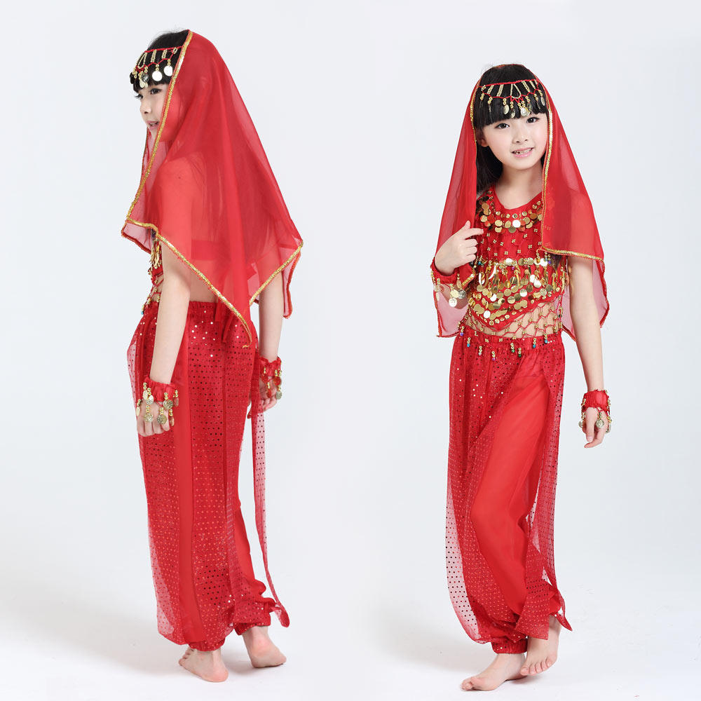 服装肚皮霓莎印度儿童套装演出演出服练功舞童肚皮舞套装演出服