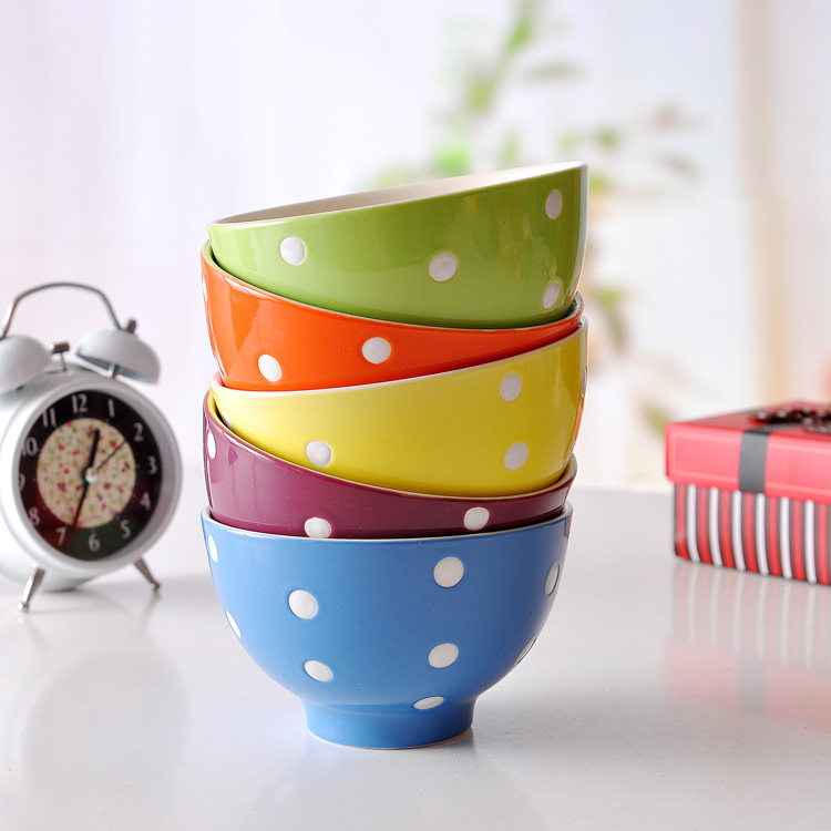 景德镇创意彩色碗陶瓷日式家用分餐吃饭碗可爱儿童碗个性泡面碗