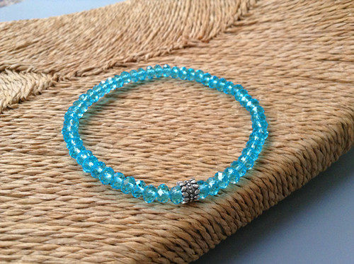 蓝色托帕石效果闪亮奥地利人造水晶切面手链手串手链