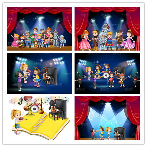 eps卡通儿童可爱孩子乐队设计演出表演矢量素材设计素材