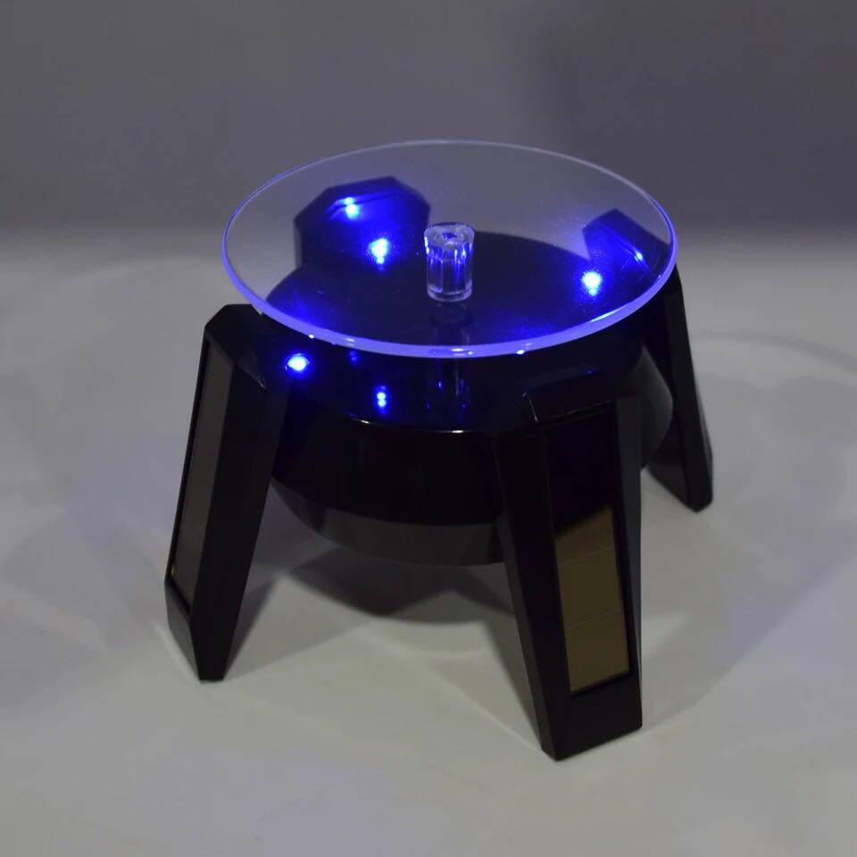 高脚太阳能展示台led带灯自动旋转转盘展示架珠宝首饰首饰展示架