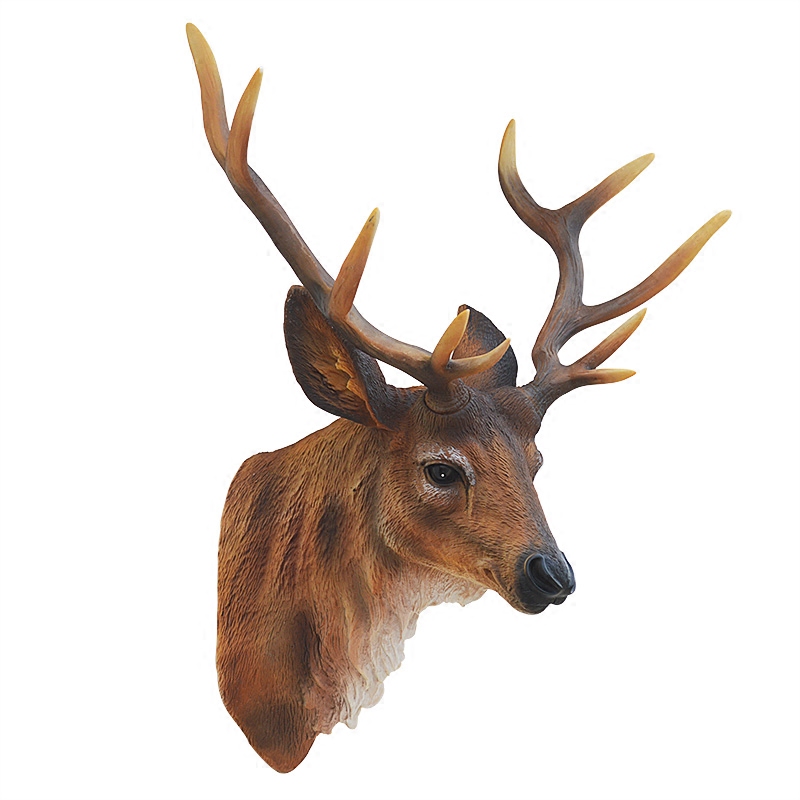 仿真鹿头招财壁挂美式墙上装饰动物客厅挂件壁饰