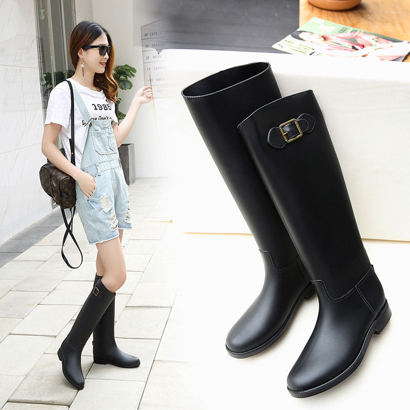 骑士雨靴高筒雨鞋 水靴 雨牧经典 女款 防滑长筒雨靴胶鞋 成人时尚 水