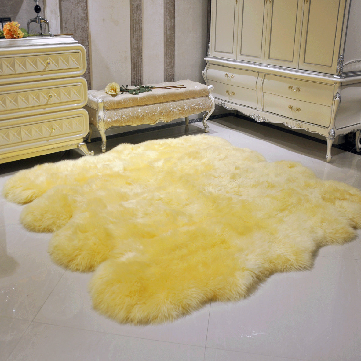 澳洲整张羊皮纯羊毛地毯客厅卧室床边毯皮毛一体沙发垫椅垫飘窗垫