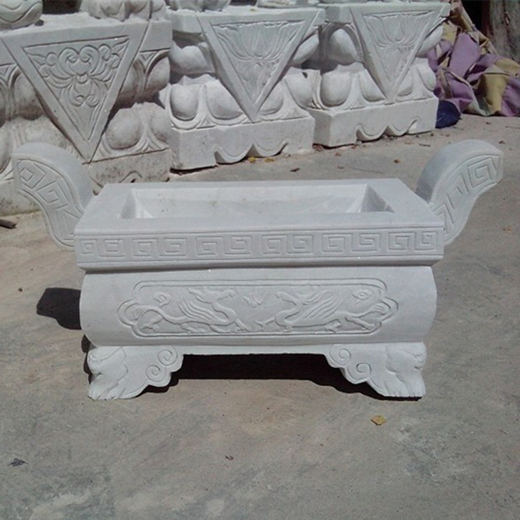香炉青石石雕长方形烧香石头墓地用品清明复古石雕