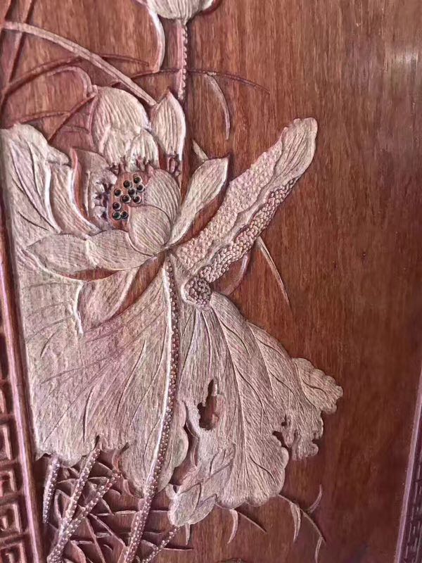 箱柜缅甸花梨木大紫檀丝翎檀雕古典鞋柜