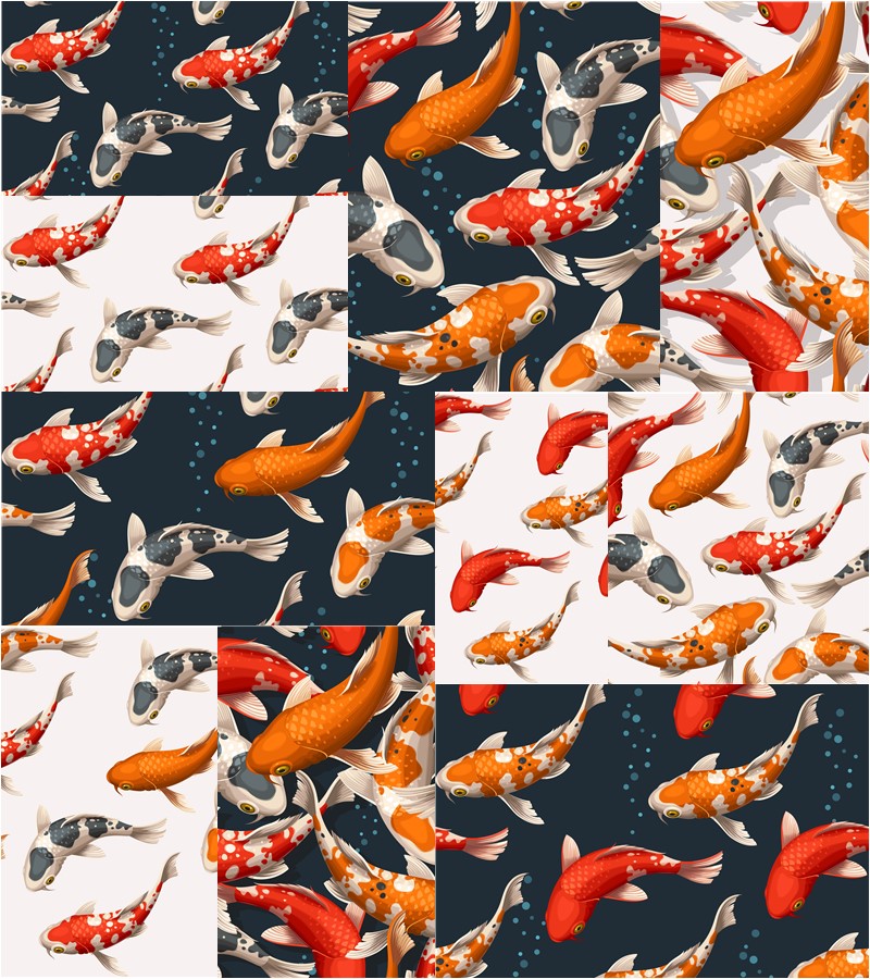 ai矢量素材10款幸运锦鲤鲤鱼图案背景ps设计素材