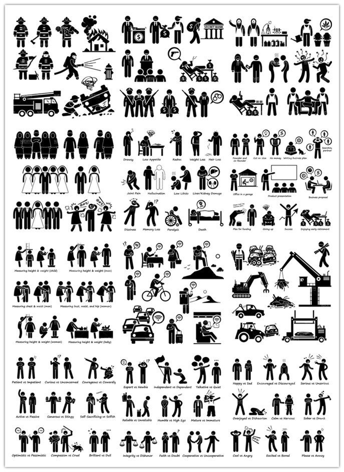 人物图示卡通黑色小人设计eps矢量素材日常设计素材