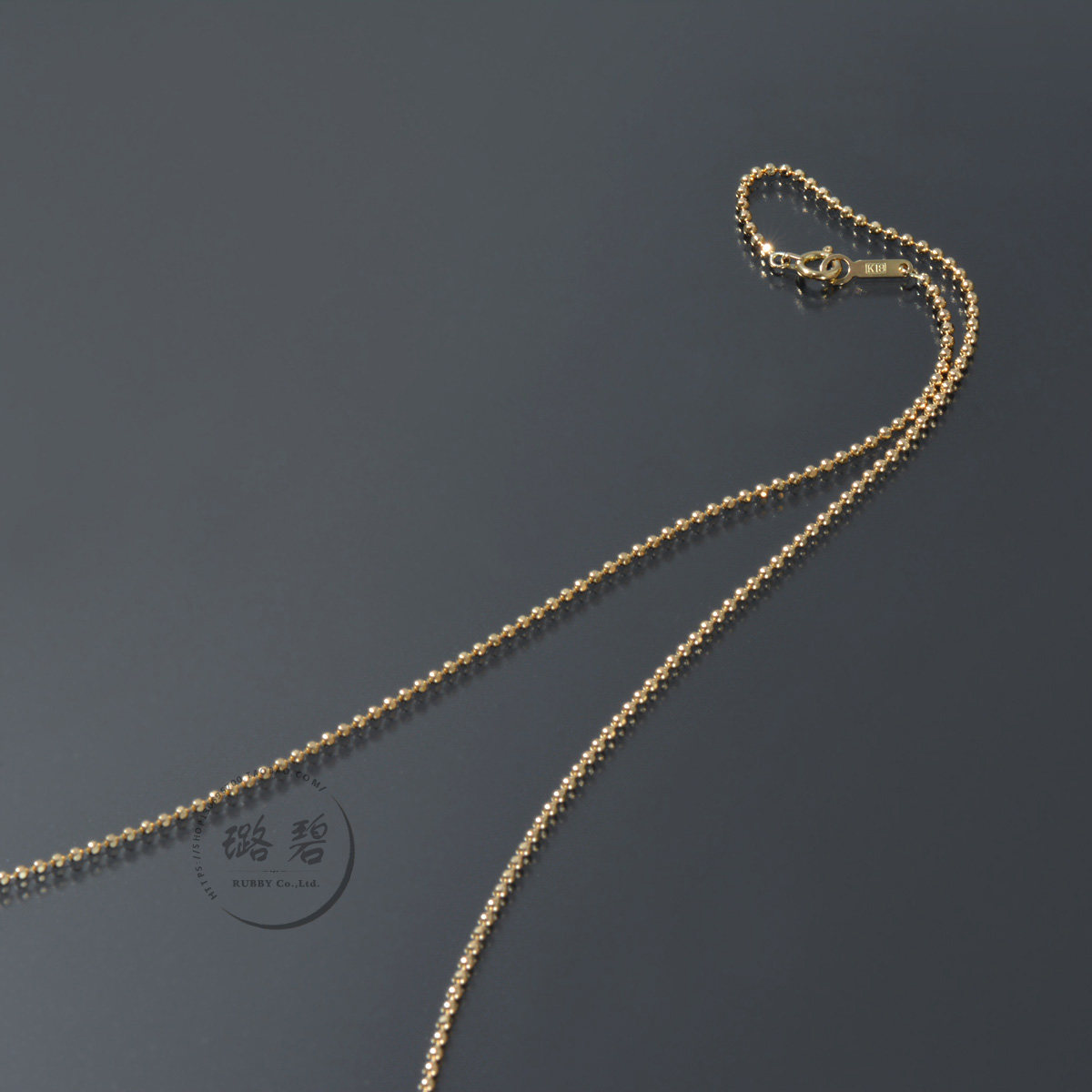 日本18k黄金项链首饰素链切面圆珠链光珠链颈饰