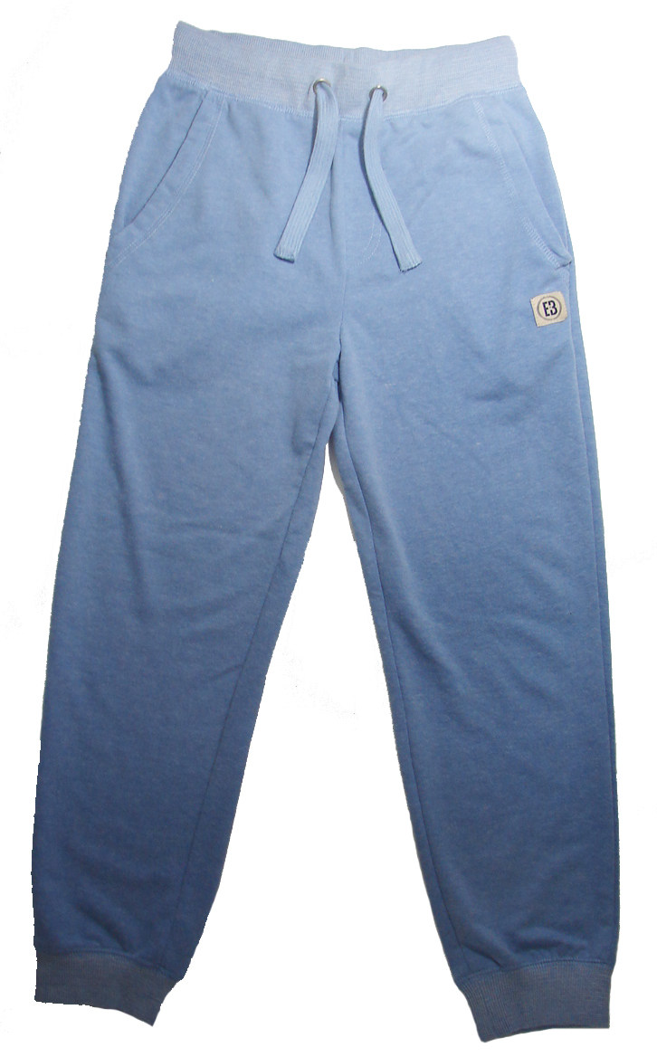 乐天baby312岁天蓝色涤棉混纺薄毛圈收口长裤运动裤子