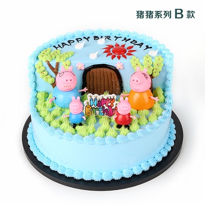 20新款蛋糕模型 卡通儿童生日蛋糕模型粉红猪猪蛋糕生日蛋糕模型