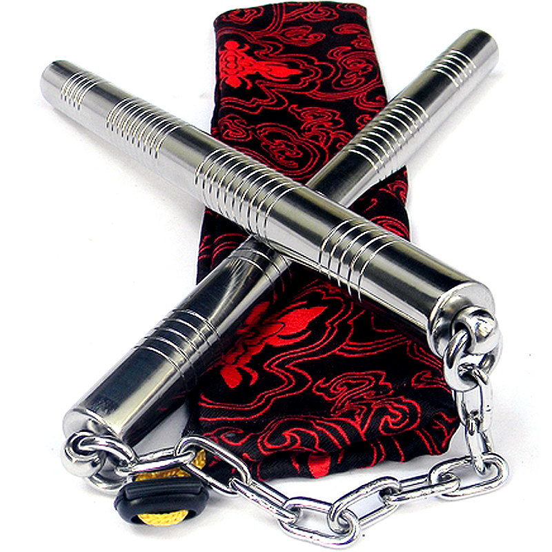 航空钛合金双节棍金属双截棍实战防身两节棍功力不锈钢加重二节棍