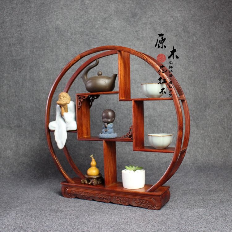 红木实木榫卯结构红酸枝多宝格茶壶宠摆架古玩奇石多宝格