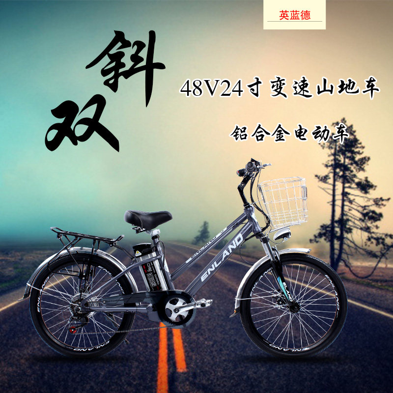 特价英蓝德锂电电动自行车双斜48v24铝合金变速山地电动车电池