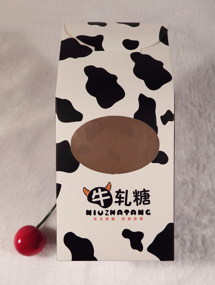 牛轧糖蛋糕糖纸糖盒黑白奶牛开窗包装盒包装纸1只点心包装盒