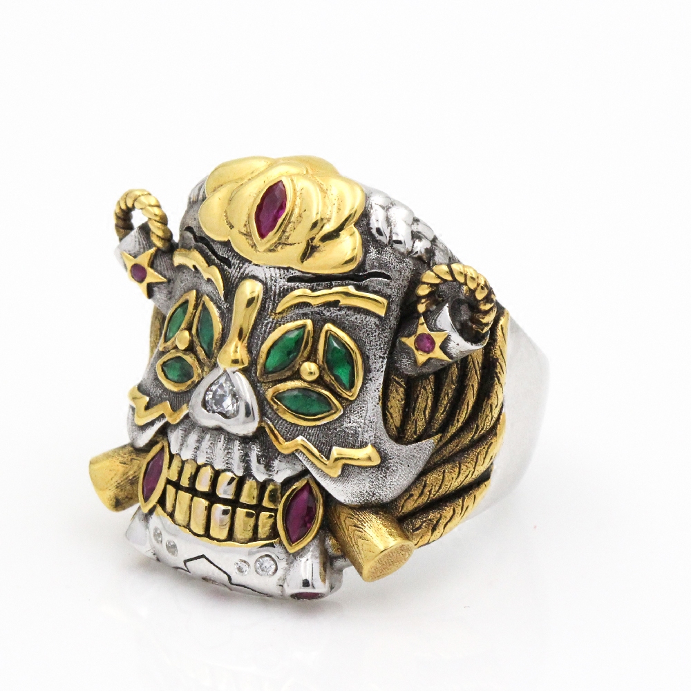 刻字敢死队史泰龙幸运戒指骷髅头嘻哈首饰定制复古潮流电影同款