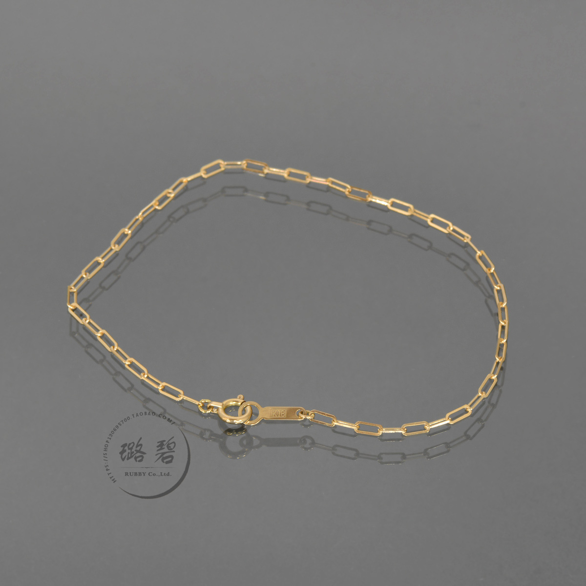 日本18k黄金手链首饰手饰切面方十字十字0字手饰