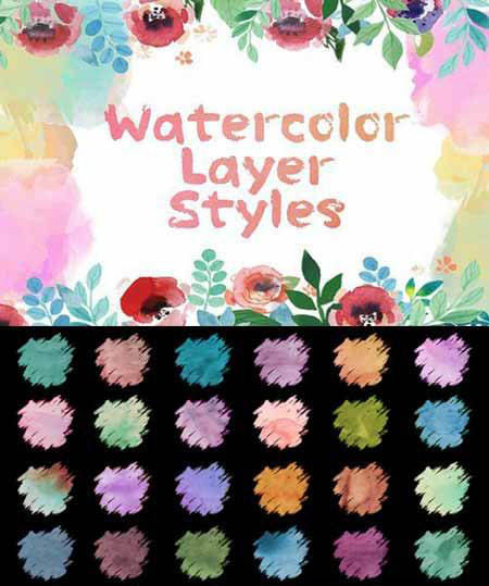 psp0267高清设计素材30个水彩风格花朵样式填充设计素材