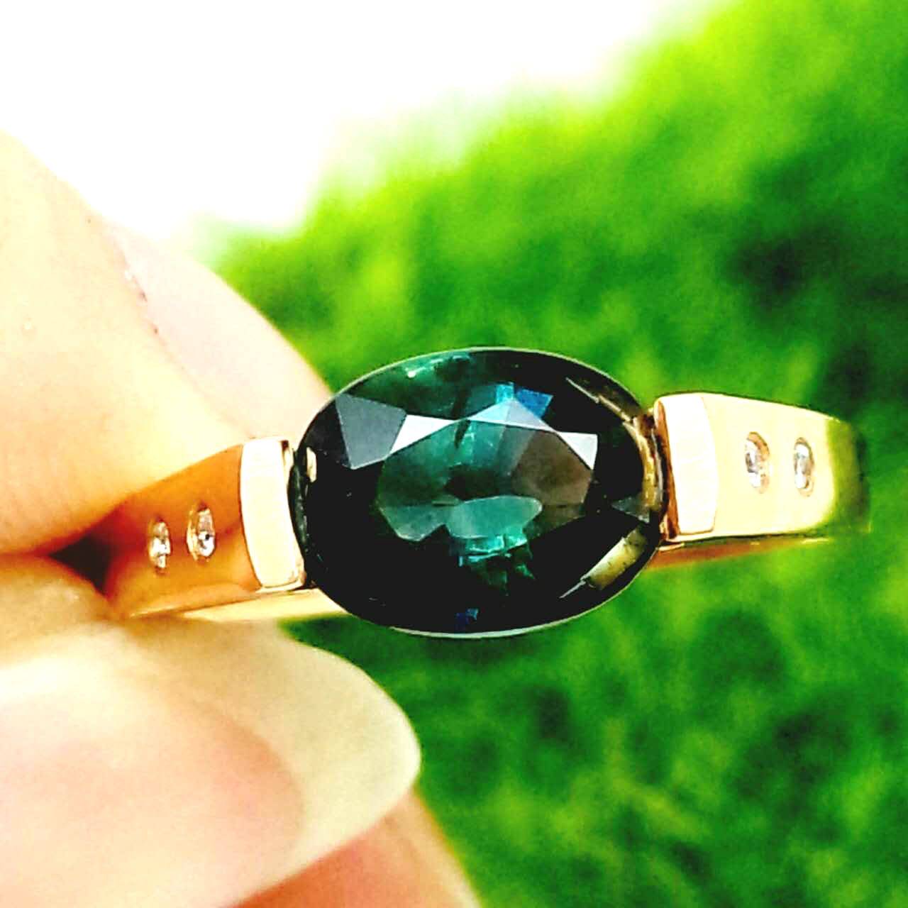 18k白金黄金ca矢车蓝宝石戒指女尾戒婚女友手饰