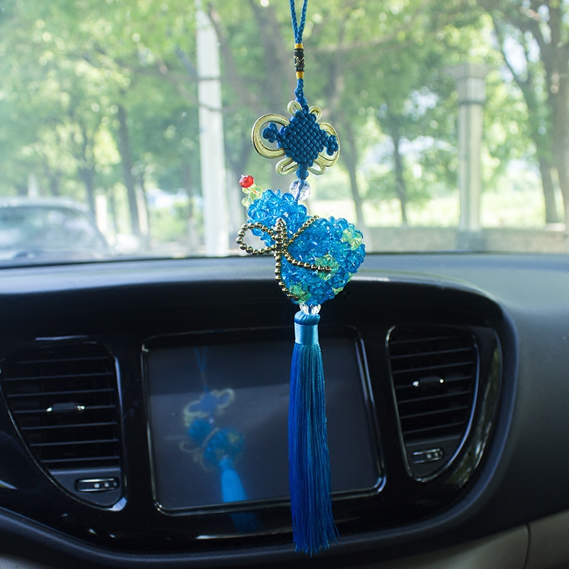 手工串珠成品汽车挂件平安招财中国结后视镜挂饰车挂
