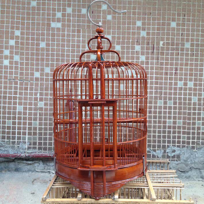 竹子八哥集鸟大号竹笼笼子母鸟广笼画眉柒漆鸟笼