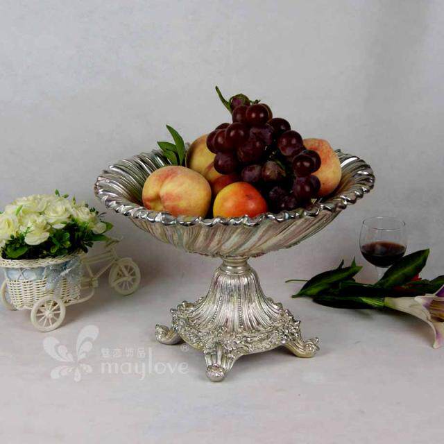 水果银箔做旧欧美风雕花旋转果盘贵族家居饰品高档摆件