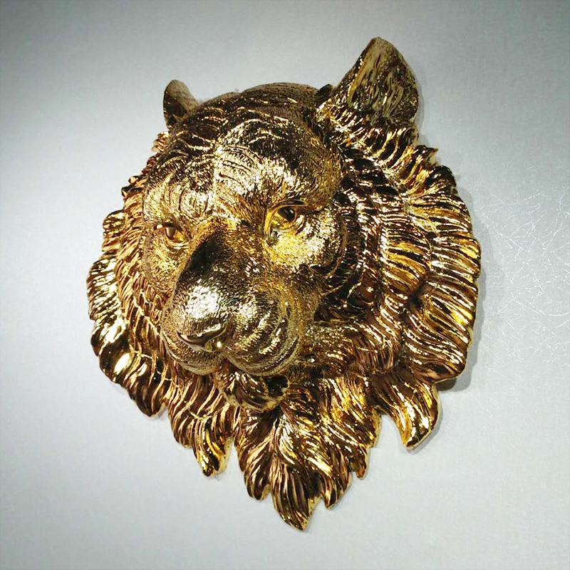 欧式电镀老虎头壁挂壁饰酒吧会所ktv玄关过道壁饰