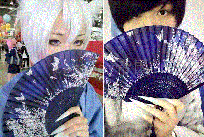 cos日式蝴蝶樱花折扇国风中国巴卫扇子道具动漫水杯