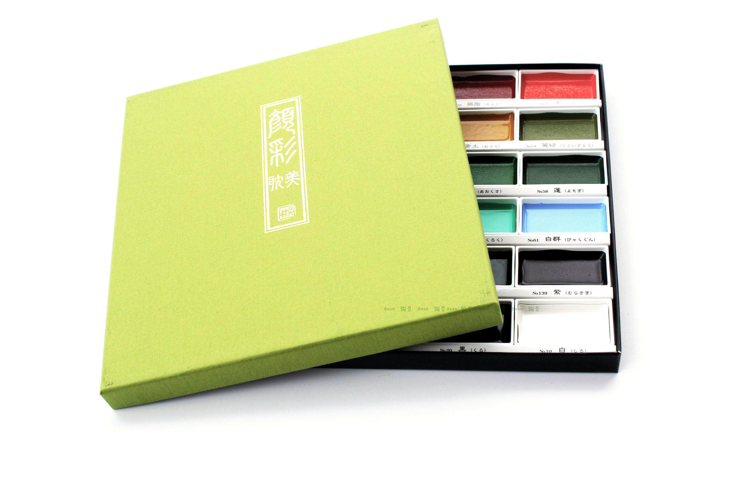 颜料日本吴竹颜彩固体水彩36色套装吴竹耽美国水彩颜料