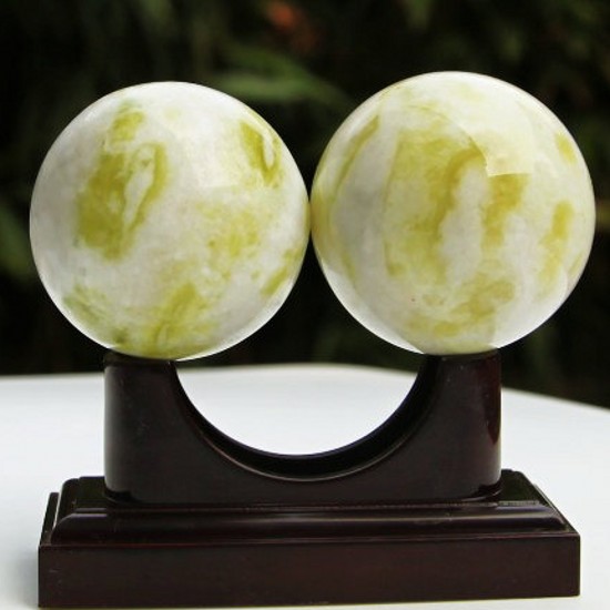 蓝田玉手手把玉石玉器健身球黄金玉手球老人礼物手饰