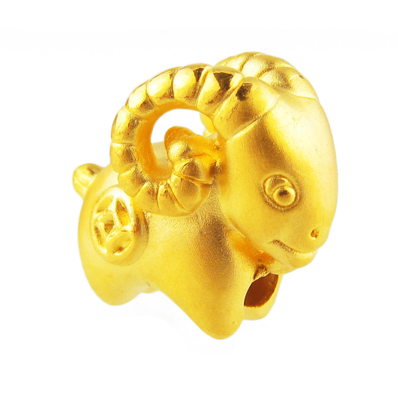 贝罗罗绮3d硬金十二十二生肖生肖羊足金吊坠黄金颈饰