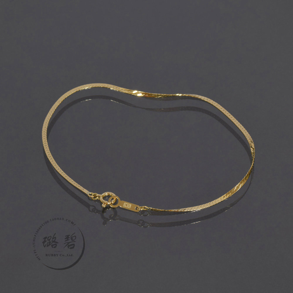 日本18k黄金手链首饰手饰鱼骨丨宽14mm手饰