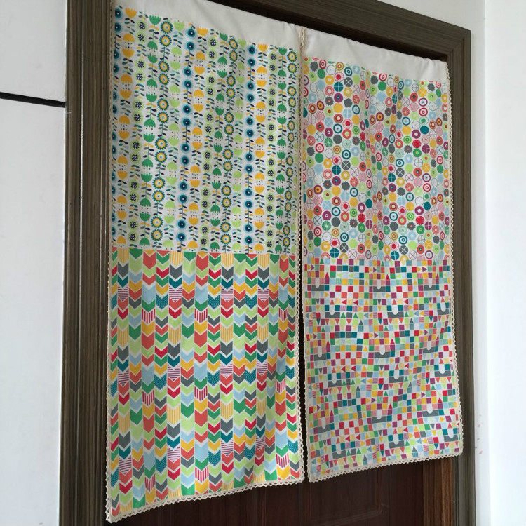 韩式满铺清晰碎花小鱼门帘帘头棉麻手工布艺门帘