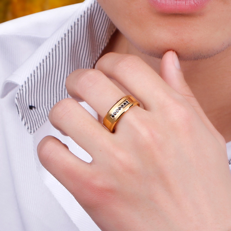 戒指男潮嘻哈个性单身hiphop霸气钨金18k沙金戒指