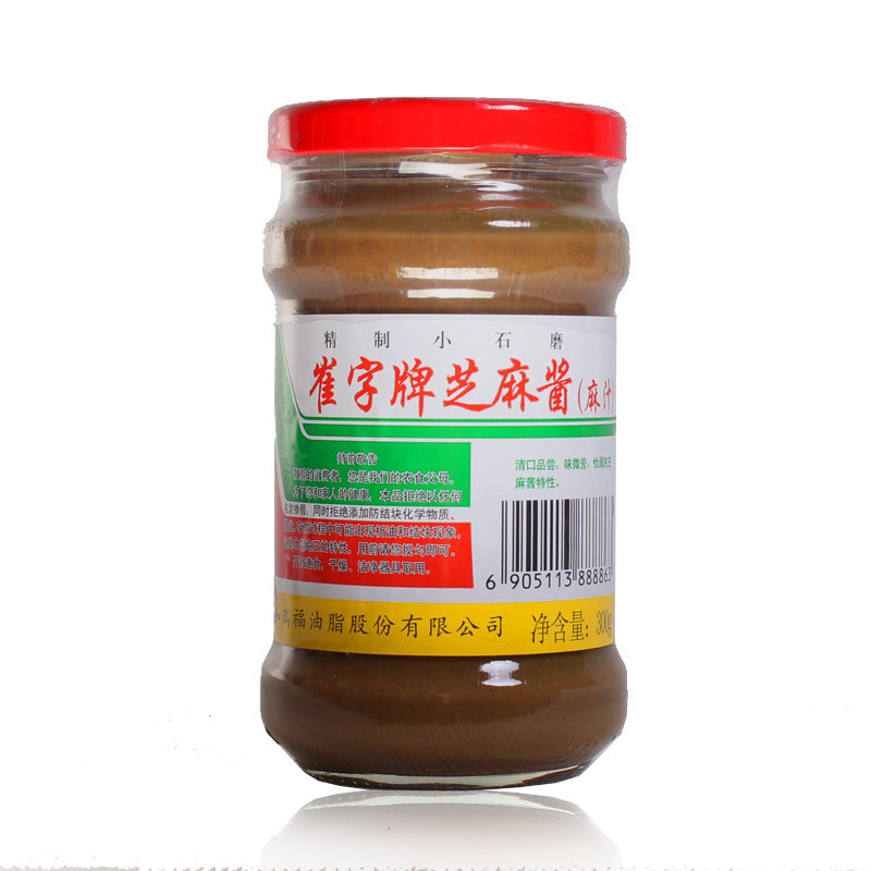 崔字牌小石磨芝麻酱麻汁300g瓶热干面伴侣