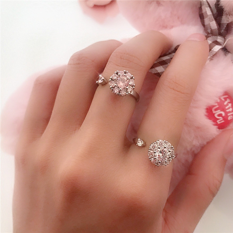 抖音同款s925银旋转戒指网红余潇潇气质名媛个性可调节开口可转动