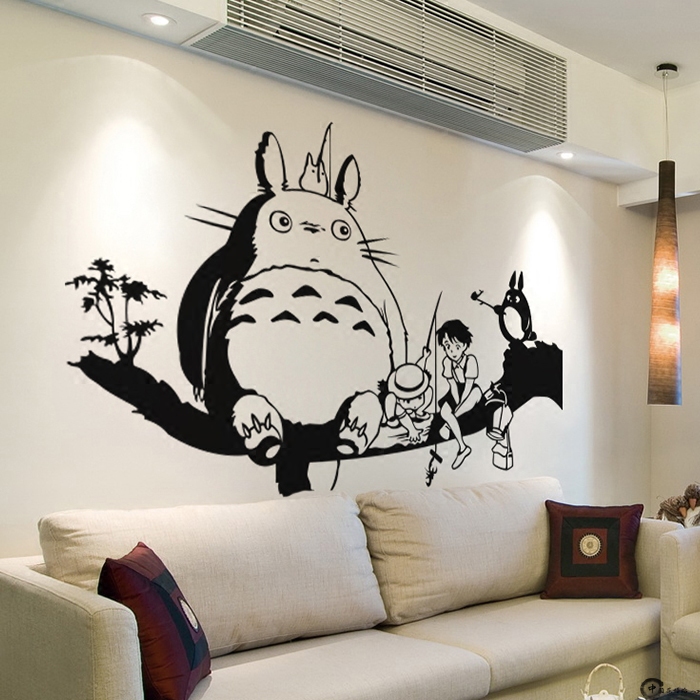 幼儿园龙猫贴纸卡通动漫儿童贴画卧室背景墙装饰画墙贴