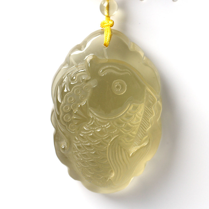 天然黄水晶文昌鱼鸿鲤宝吉吊坠项链2023年生肖吉祥物项坠