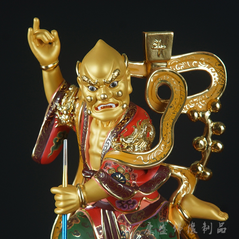 魁星16寸神像踢斗文曲星馗星星斗魁助升学木雕摆件