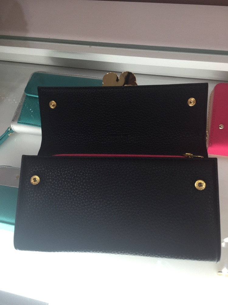 小熊西班牙正品tous桃丝经典黑色牛皮手拿长款钱包