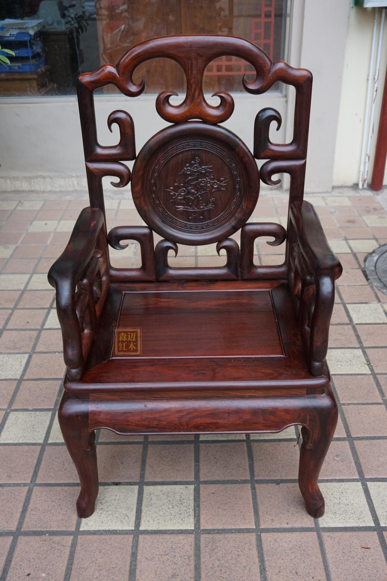 森迈老挝大红酸枝太师椅沙发勾椅沙发八件套加厚独板交趾黄檀