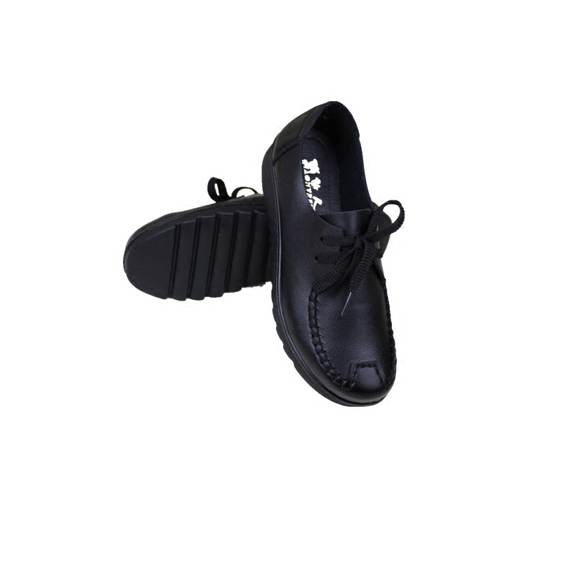 肯德基工作鞋女士黑色皮鞋舒适防滑软底妈妈单鞋单鞋